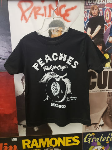 BLACK AND WHITE BABY/TODDLER PEACHES TEE